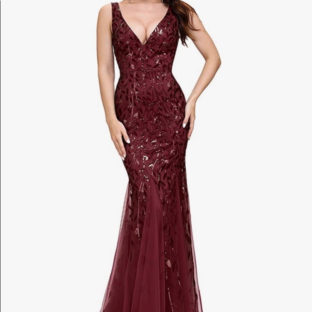 Women's V-Neck Sleeveless Mermaid Sparkly Maxi Formal Evening Dress